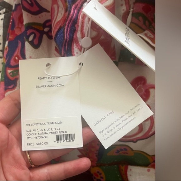 Zimmermann Lovestruck Tie Back Midi Dress - Picture 10 of 11